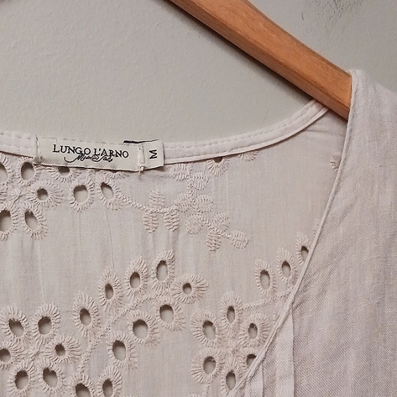 LUNGO L'ARNO Linen Beige Button Down  Top Size M - Picture 3 of 11